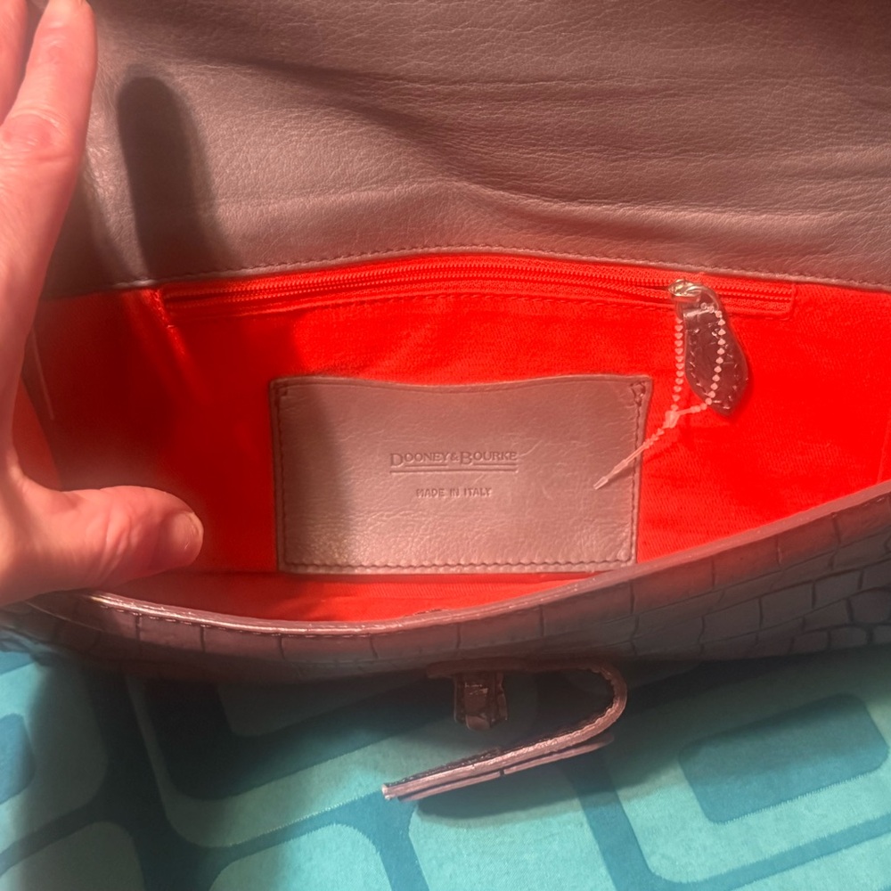 Dooney & Bourke Pink Croc-Embossed Clutch - Picture 3 of 6